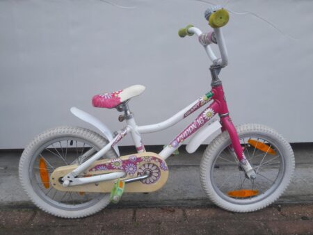 Puddn 16 cali Giant Pudd’n meisjesfiets – Biały/roze – z terugtraprem