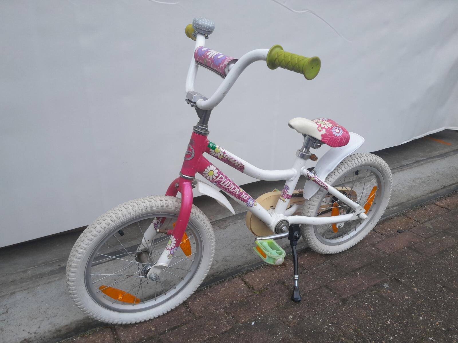 Puddn 16 cali Giant Pudd’n meisjesfiets – Biały/roze – z terugtraprem - obrazek 3